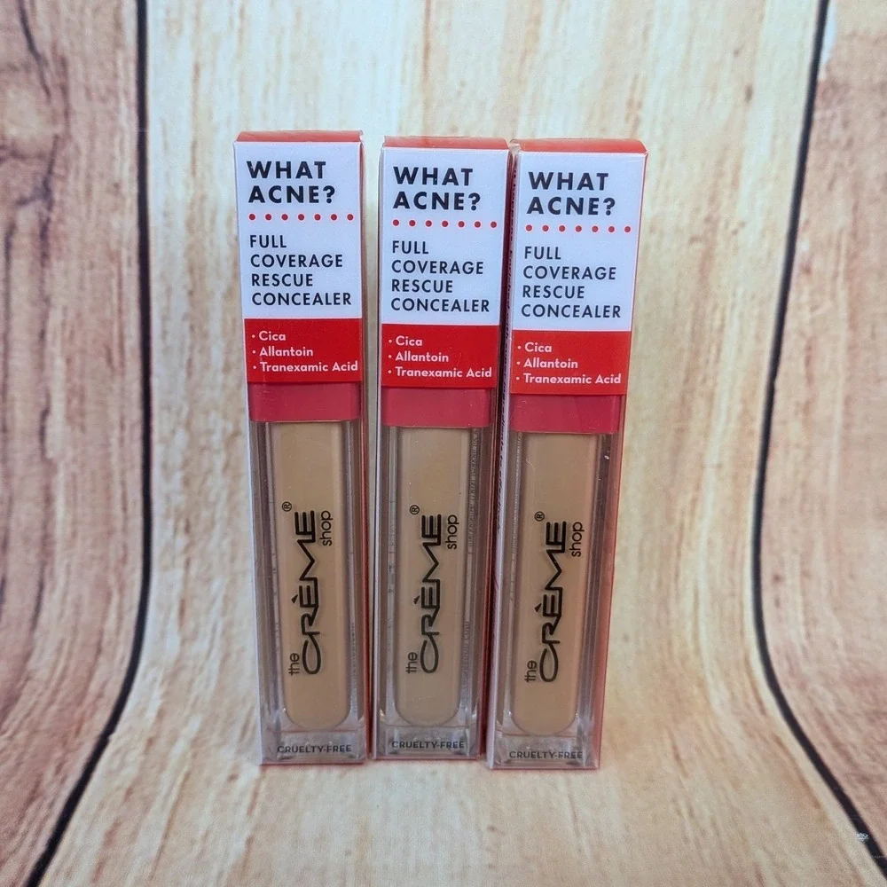 3 PK The Creme Shop What Acne Full Coverage Rescue Concealer Medium 10 Cica